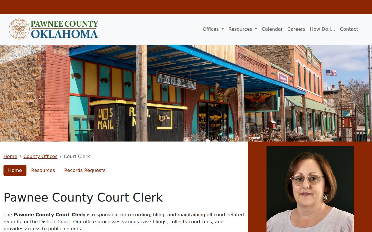 Pawnee County warrant records Court Clerk public records route