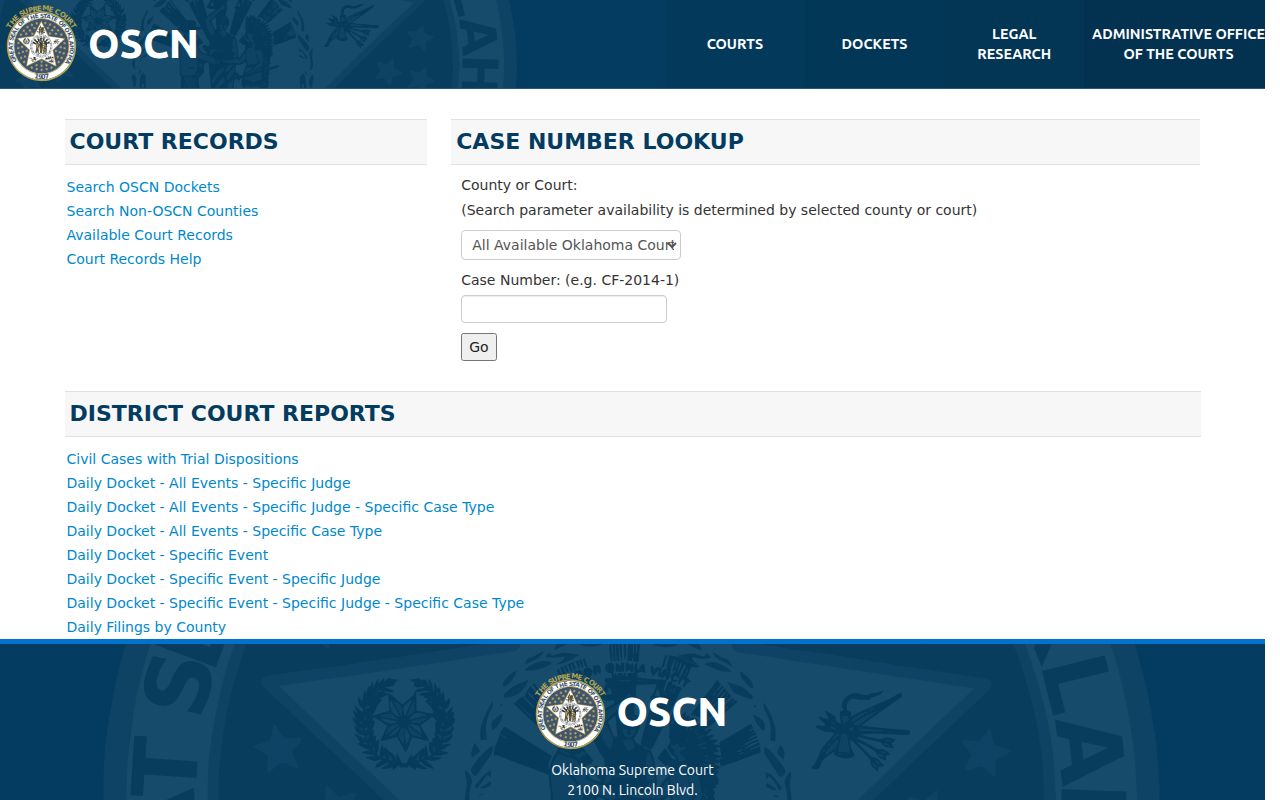Pawnee County warrant records OSCN county and court search
