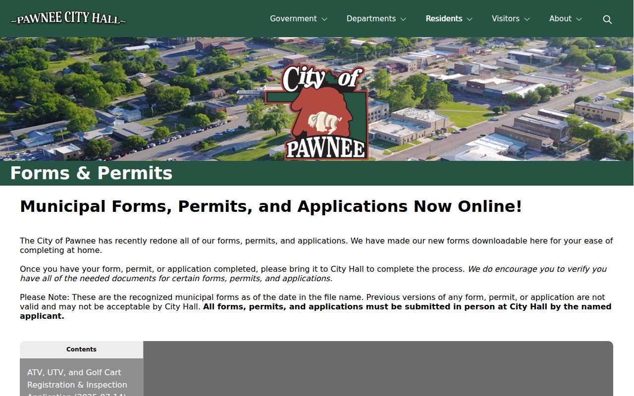Pawnee warrant records municipal forms and open records request