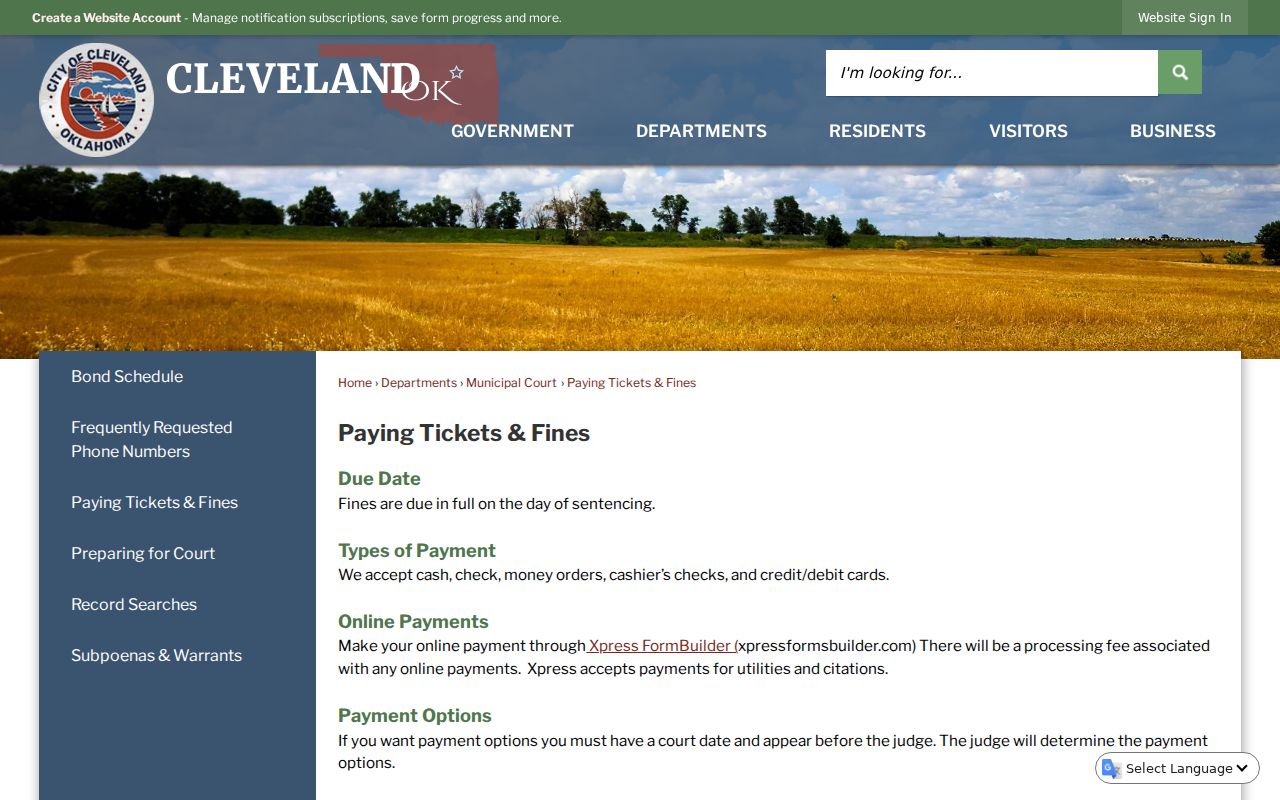 Pawnee County traffic warrant records Cleveland pay or lift pathway